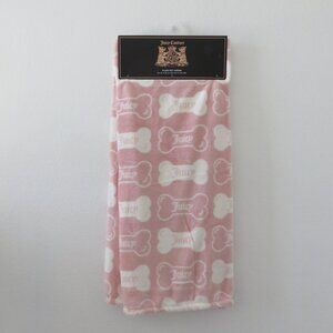 (#H-1) Juicy Couture Pink n White "Juicy Dog Bones" Plush Pet Throw Blanket